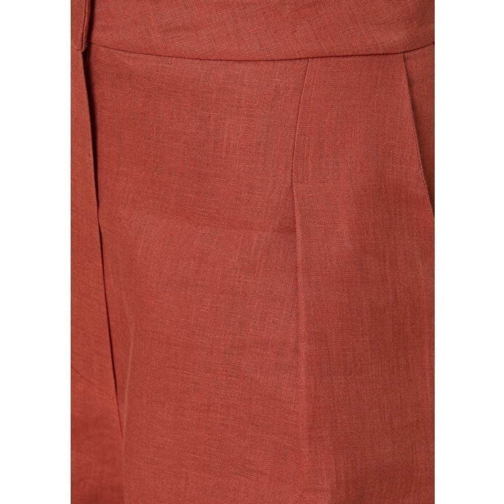 NWT ITMFL Linen Terracotta High Rise Press-Crease Pleated Wide Leg 8” Shorts S - Picture 10 of 14